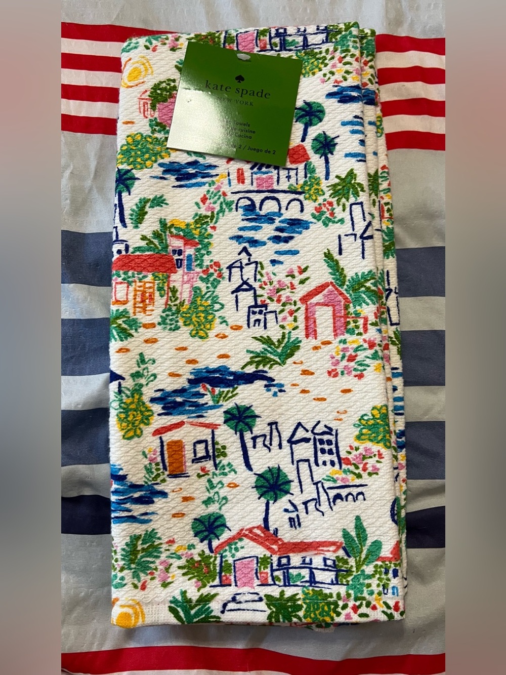 kate spade Multicolor Coastal Village Print Kitchen Towels